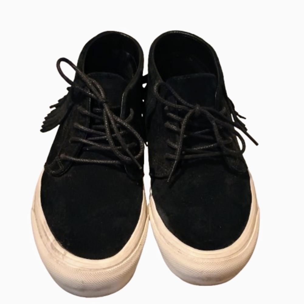 Vans Chukka Moc DX men's Size 8 Weekend Black Suede‎ Ultracush Fringe Boots -EUC